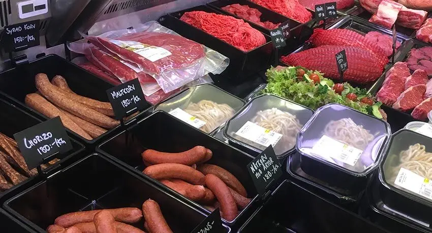 Köttprodukter i Wapnö Gårdsbutik i Halmstad