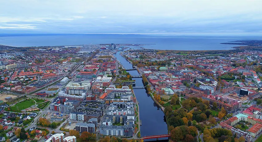  Luftfoto af Halmstad og Nissans flodmunding