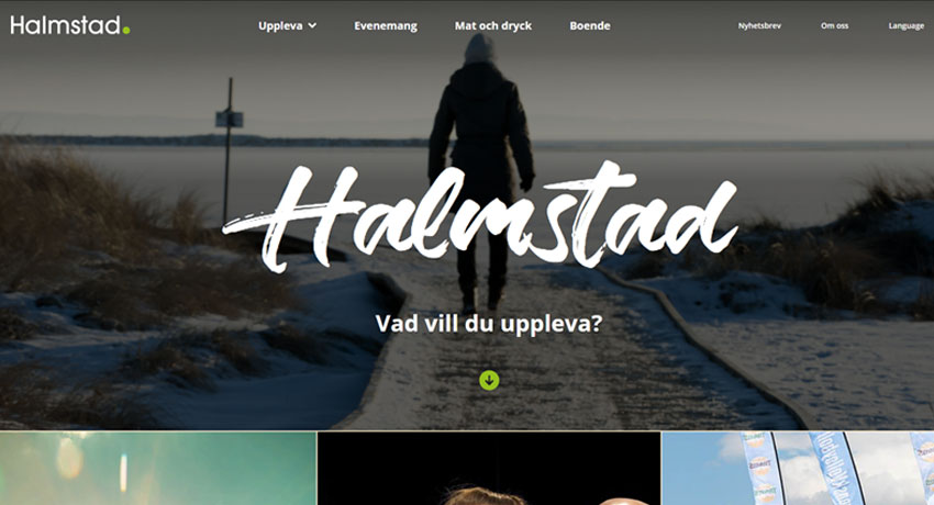 Printscreen på startsidan för destinationhalmtad.se