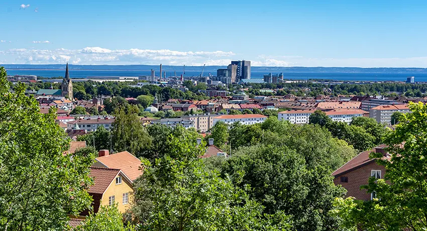 Utsikt över Halmstad från Galgberget
